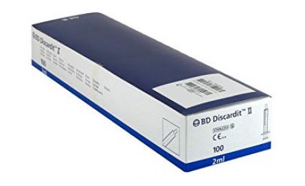 Einmalspritze BD Discardit II, 2 ml, Luer, 100 Stück