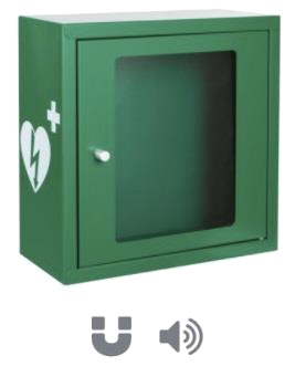 AED-Wandkasten, Metall, mit Alarmfunktion, grün/weiß