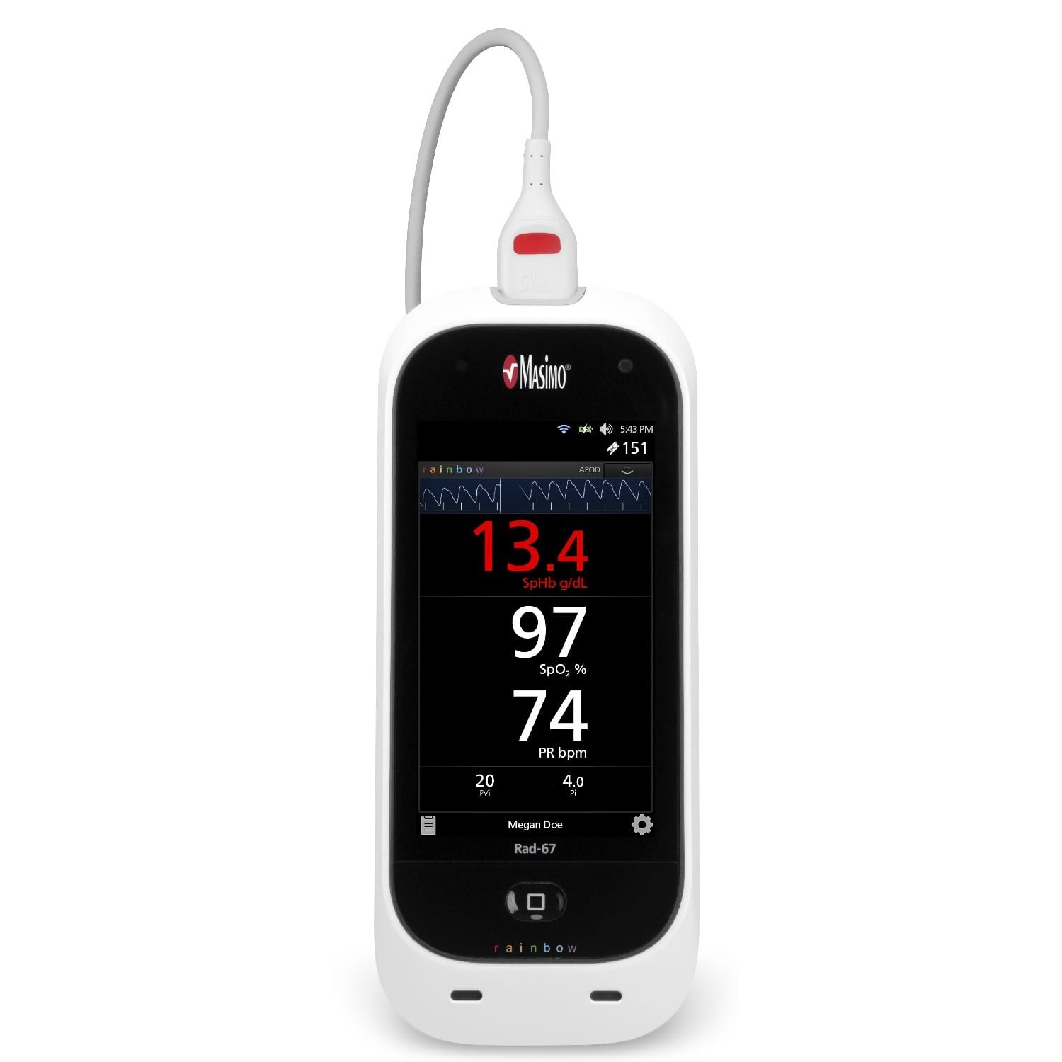 Pulsoximeter Masimo RAD-67, Handheld, Basisgerät mit Zubehör SET