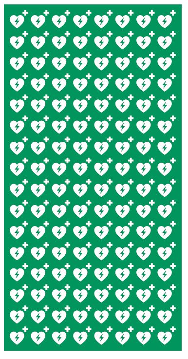 Aufkleber AED, grün, Minisymbole, 1 x 1 cm , 128 Stück/Bogen