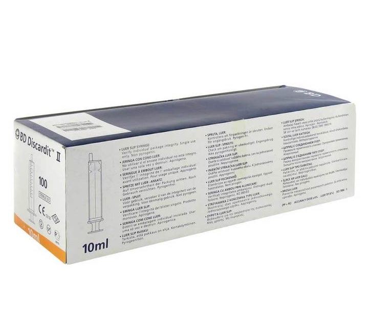 Einmalspritze BD Discardit II, 10 ml, Luer, 100 Stück