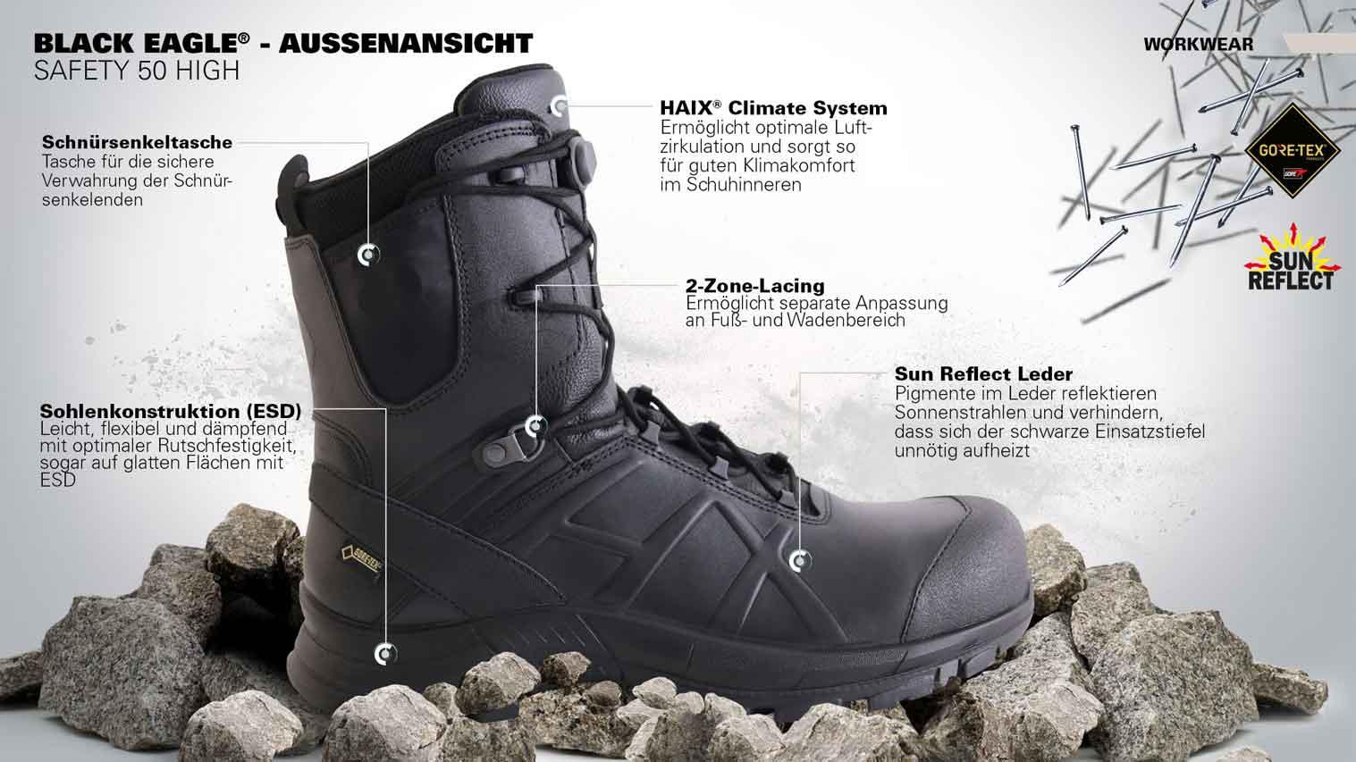 HAIX BLACK EAGLE Safety 50 high, Größe UK 15.0 / EU 51