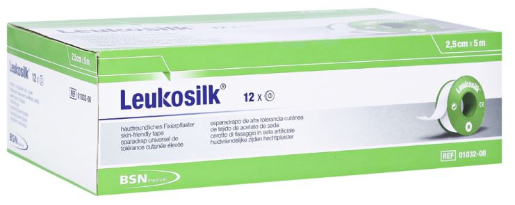 Fixierpflaster Leukosilk®, ohne Schutzring, 2,50 cm x 5 m, 12 Stück