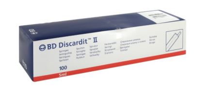 Einmalspritze BD Discardit II, 5 ml, Luer, 100 Stück