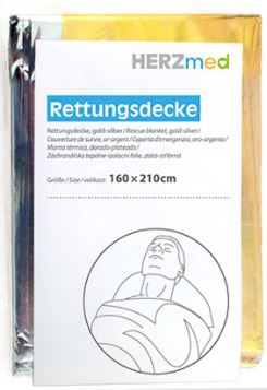 Rettungsdecke HERZmed, silber/gold