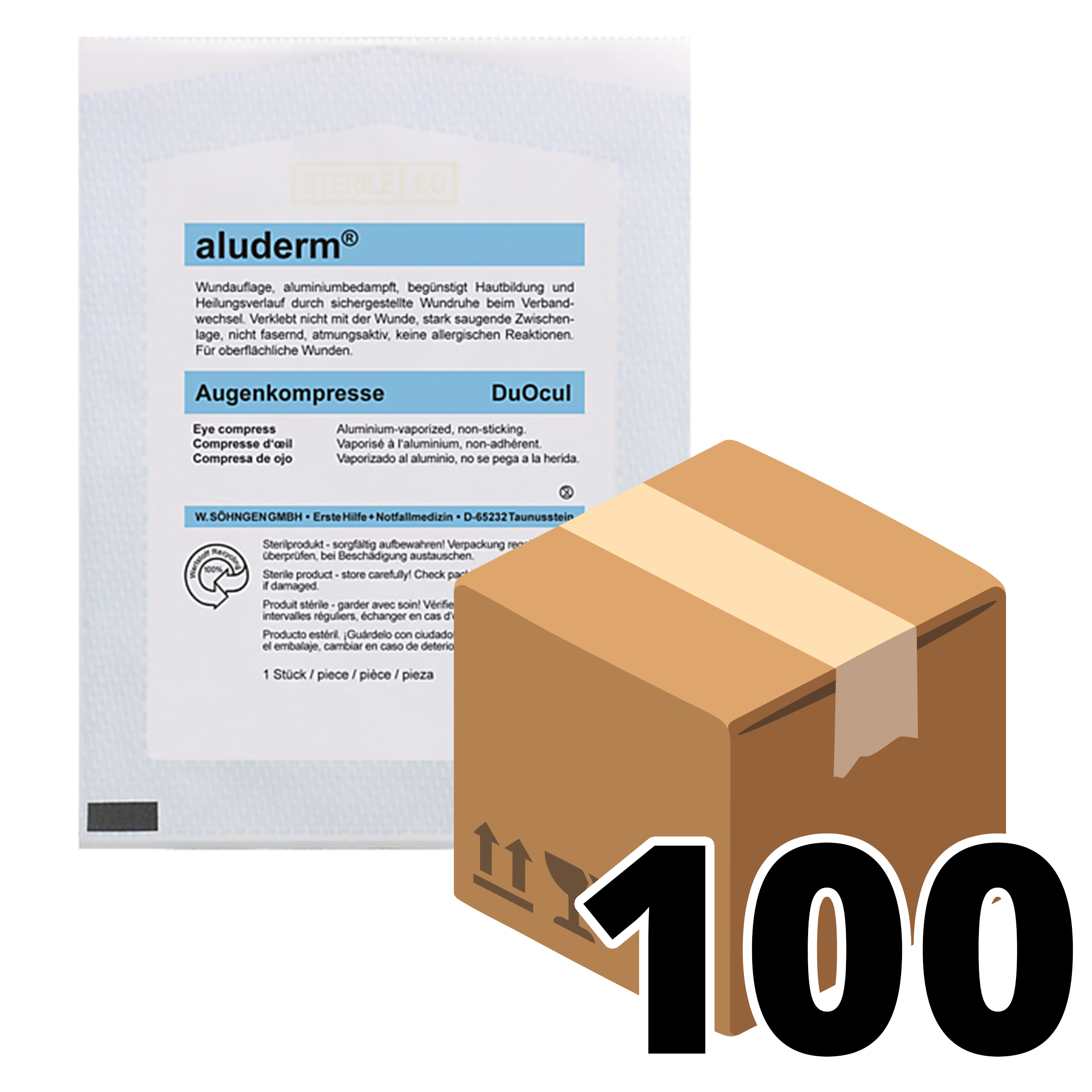 Augenkompresse aluderm® DuOcul, Karton à 100 Stück