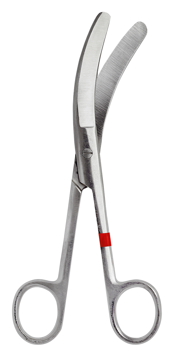 Nabelschnurschere, seitwärts gebogen, steril, 16 cm