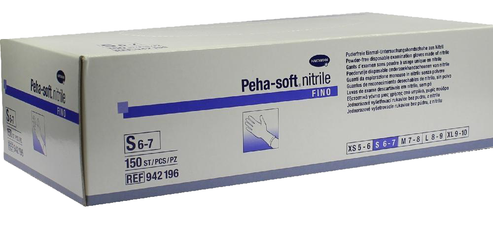 Einmalhandschuhe Peha-soft®-Nitril fino, puderfrei, blau, Größe S, 150 Stück