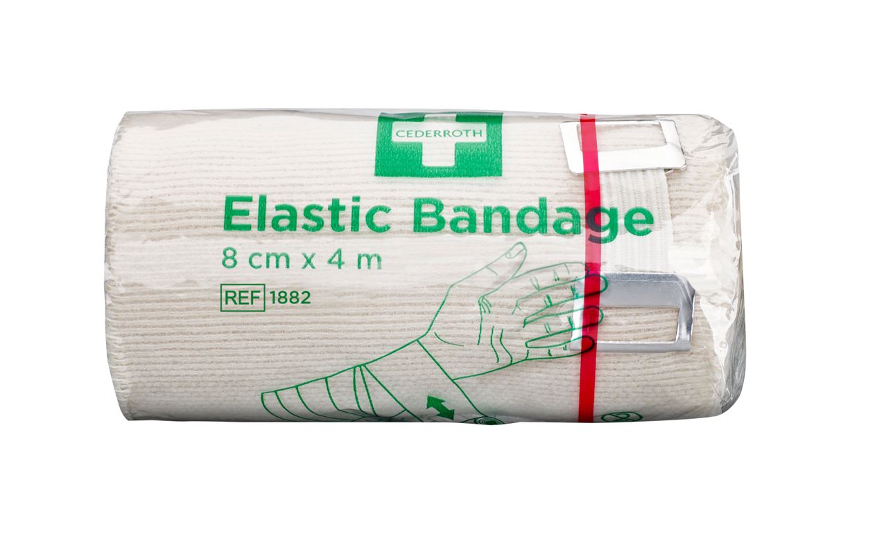 Elastische Binde Cederroth 1882, 8 cm x 4 m mit Verbandklammern