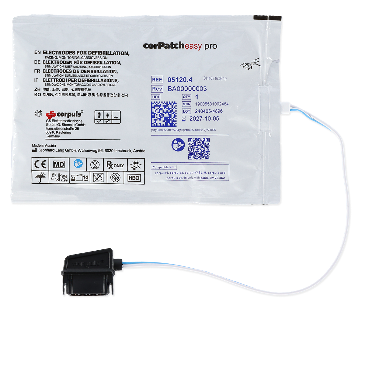 Therapieelektroden Corpuls corPatch easy PRO pre-connected für Corpuls C1 und C3