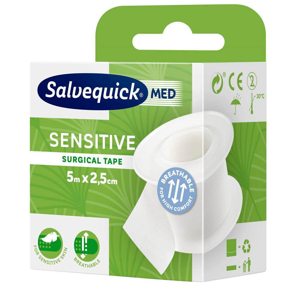 Fixierpflaster Salvequick Surgical Tape ohne Schutzring, 5 m x 2,5 cm